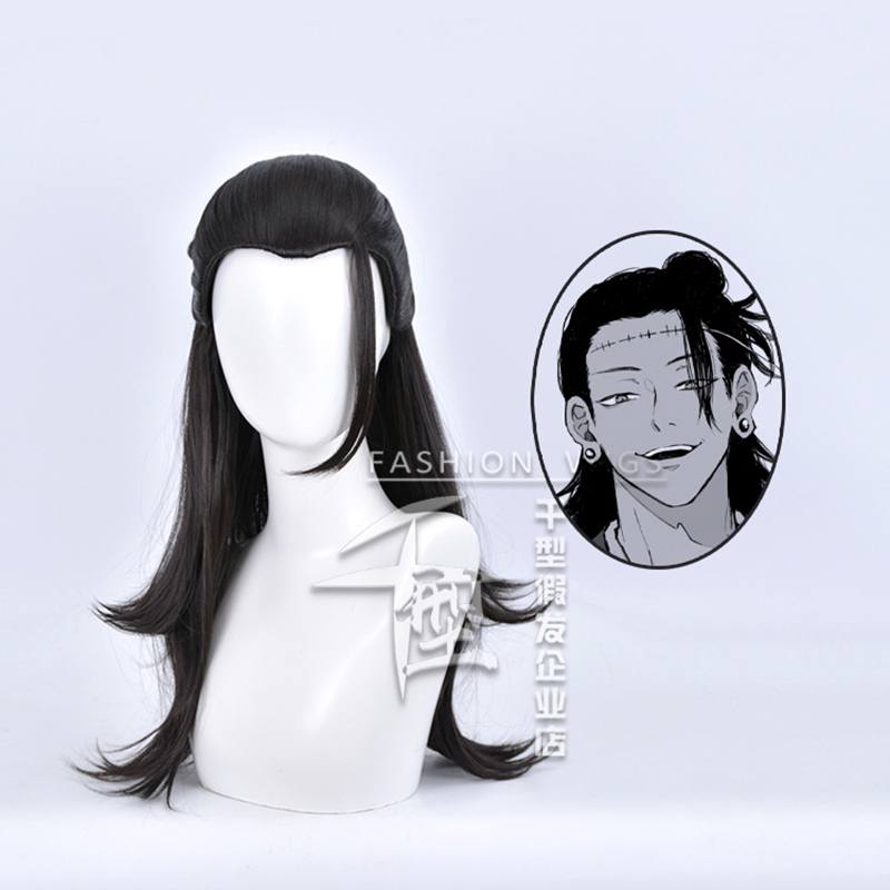 Anime Cosplay Long Black Hair - Parrucca Anime Jujutsu Geto Kenjaku Parrucche