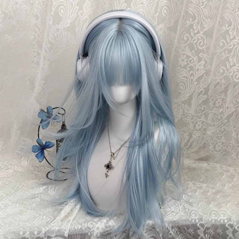 Anime Cosplay Thick - Parrucca Lunga Liscia Blu Pastello con