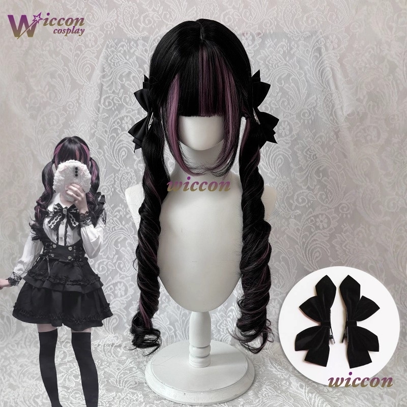 Anime Cosplay Long Black Hair - Comico ‌ Parrucca Nera con Frangia